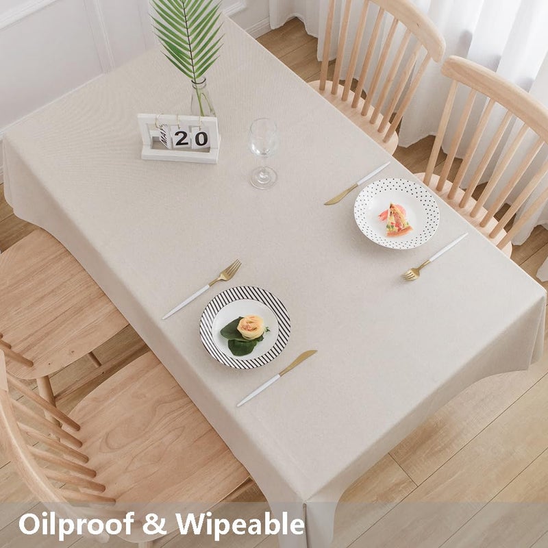 TruDelve Heavy Duty Vinyl Tablecloth Beige Plastic Table Cloth Rectangle Table Wipeable Waterproof PVC Tablecloths Rectangular (54'' x 72'', Pure Beige) - Image 5
